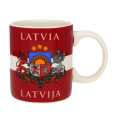Latvijas porcelāna krūze ar karogu un ģerboni